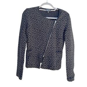 Emporio Armani Textured‎ Black Jacket, Diagonal Zip, Size Italian 44 (US 8)